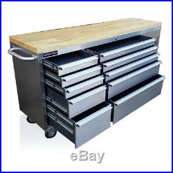 126 Us Pro Tools Tool Chest Box Bench Roll Cabinet Stainless Steel 72 Cupboard