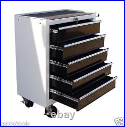 193 Us Pro Tools White With Black Steel Chest Tool Box Roller Cabinet 5 Drawers