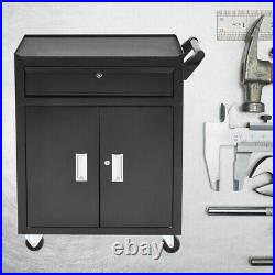 2 Door Tool Chest Cabinet Large Drawer Roller Wheels Tools Holder Cart Warehouse