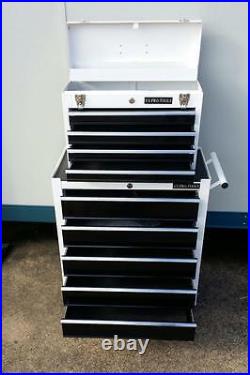 200 Us Pro Tools Black White Tool Chest Rollcab Steel Box Roller Cabinet