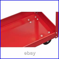 2x Workshop Tool Trolley 2/3 Storage Shelves Metal Roller Cart Cabinet 100kg Red