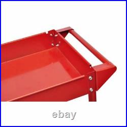 2x Workshop Tool Trolley 2 Layers 3 Shelves Metal Roller Cart Cabinet 100 kg Red