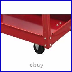 2x Workshop Tool Trolley 2 Layers 3 Shelves Metal Roller Cart Cabinet 100 kg Red
