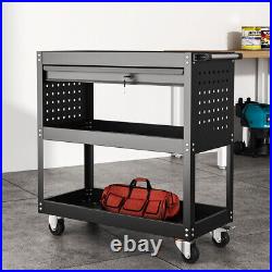 3-Tier Heavy Duty Tool Trolley Cart Roller Cabinet Garage Workshop with Drawer
