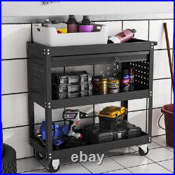 3-Tier Heavy Duty Tool Trolley Cart Roller Cabinet Garage Workshop with Drawer