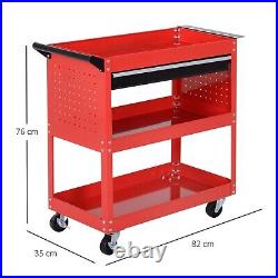 3-tier Tool Trolley Cart Roller Cabinet Garage Workshop with Drawer