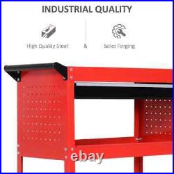 3-tier Tool Trolley Cart Roller Cabinet Storage Box Lockable Casters Red