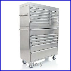 42 Stainless Steel 16 Drawer Tool Chest and Roller Cabinet