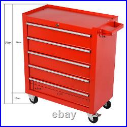 5 Drawer Portable Toolbox Tool Box Chest Cabinet Garage Storage Roll Cab Red New