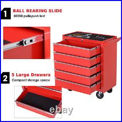 5 Drawer Roller Tool Cabinet Storage Box Workshop Chest ob Wheels Garage Trolley