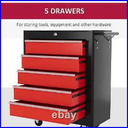 5 Drawers Rolling Steel Tool Storage Cabinet Roller Metal Tools Chest Garage Red