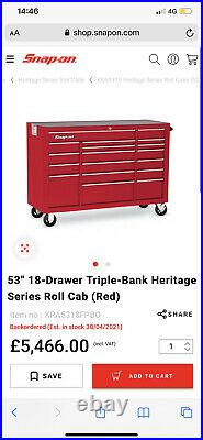 £5600 Snap on tool box 53in 19 Drawer Heritage Roll On Cabinet Massive Saving