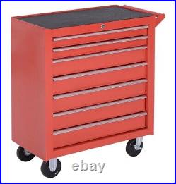 7 Drawer Red Roller Tool Cabinet Storage Chest Box Garage Workshop Roll Cab
