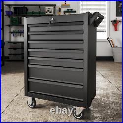 7 Drawers Roller Tool Cabinet Storage Chest Box Ball Bearing Slide Lock Roll Cab