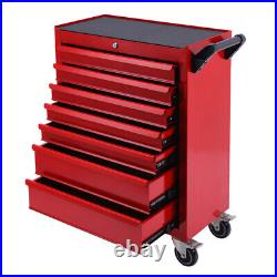 7 Drawers Tool Chest Box Roller Cabinet Chest Lockable Garage Tool Storage Red