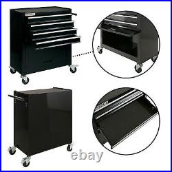 AREBOS Roller Tool Cabinet Storage 4 Drawers Toolbox Garage Workshop Black