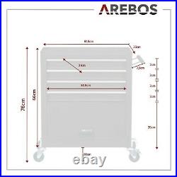AREBOS Roller Tool Cabinet Storage 4 Drawers with Tools Garage Workshop Black