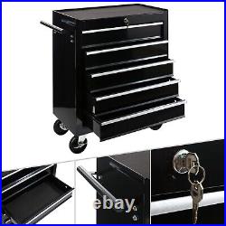 AREBOS Roller Tool Cabinet Storage 5 Drawers Toolbox Tool Chest, Trolley Black