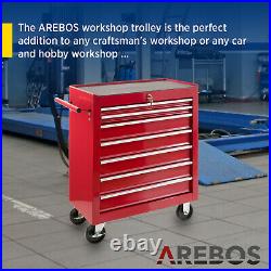 AREBOS Roller Tool Cabinet Storage 7 Drawers Toolbox Garage Workshop Red
