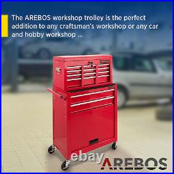 AREBOS Roller Tool Cabinet Storage 9 Drawers Toolbox Garage Workshop Red