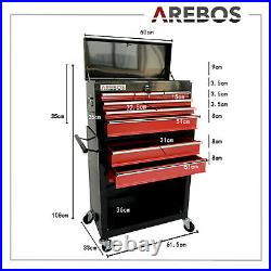 AREBOS Roller Tool Cabinet Storage 9 Drawers Toolbox Garage Workshop Red/Black