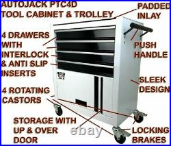 Autojack Portable Roll Cab Steel Tool Storage Chest 4 Drawer Garage Cabinet