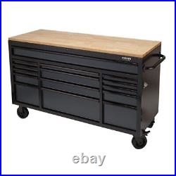 BUNKER Grey Roller Tool Cabinet Workbench 15 Drawer 61 Steel 08238