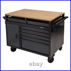 BUNKER Grey Roller Tool Cabinet Workbench Multi 14 Drawer 48 Wood Top 08251