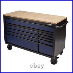 BUNKER Workbench Roller Tool Cabinet, 10 Drawer, 56, Blue