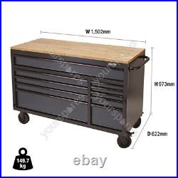BUNKER Workbench Roller Tool Cabinet, 10 Drawer, 56, Grey