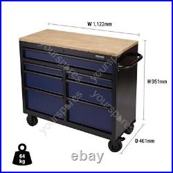 BUNKER Workbench Roller Tool Cabinet, 7 Drawer, 41, Blue