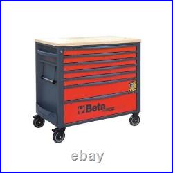 Beta RSC24AXLP 7 Drawer Extra Long Wooden Top Cabinet Roll Cab Tool Box Red