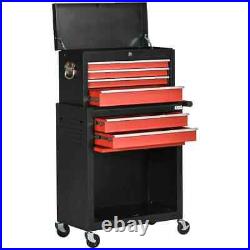 Black 6-Drawer Tool Cabinet Cart Lockable Roll Cab with Wheels for Workshop