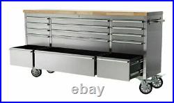CRYTEC 72 Stainless Steel 15 Drawer Work Bench Tool Box Chest Cabinet Roll Cab