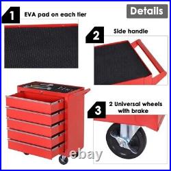 DIY Tools, Roller Tool Cabinet, 5 Drawers Red
