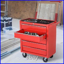 DURHAND Roller Tool Cabinet Stoarge Box 5 Drawers Garage Workshop Chest Red
