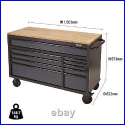 Draper 08227 BUNKER Workbench Roller Tool Cabinet 10 Drawer 56 Grey