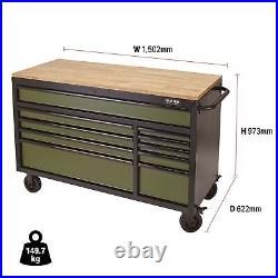 Draper 08236 BUNKER Workbench Roller Tool Cabinet 10 Drawer 56 Green