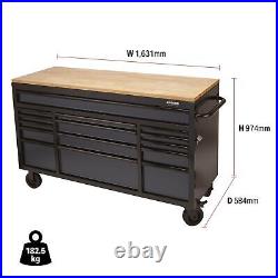 Draper 08238 BUNKER Workbench Roller Tool Cabinet 15 Drawer 61 Grey