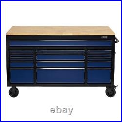 Draper 10747 BUNKER Workbench Roller Tool Cabinet 15 Drawer 61 Blue