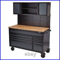 Draper BUNKER Roller Workstation with Workbench, 10 Drawer, 56, Grey
