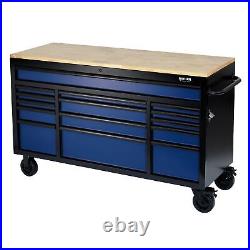 Draper Bunker Workbench Roller Tool Cabinet 15 Drawer 61 Blue 10747
