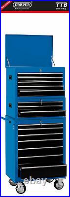 Draper Combination Roller Cabinet and Tool Chest, 15 Drawer, 26, Blue 04593