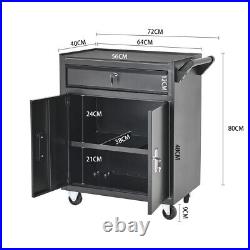 High Capacity Utility Roller Cabinet 2 Door 1 Drawer Mobile Toolbox Trolley Cart