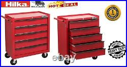 HILKA TOOL TROLLEY CHEST 5 DRAWER RED MOBILE STORAGE ROLL CABINET UNIT CART BOX 