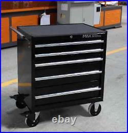 Hilka Tool Chest Trolley black metal roll cab storage wheel cabinet 5 drawer box