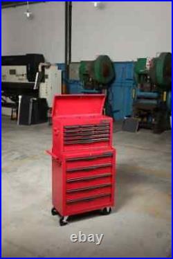 Hilka Tool Storage trolley chest roll cabinet red metal garage toolbox on wheels