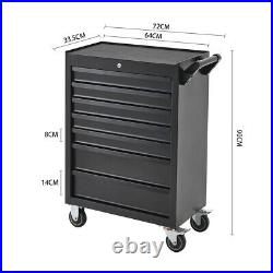Large Tools Black Tool Chest Box Roller Cabinet Chest 7 Drawers Toolbox Lockable