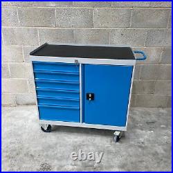 Mobile Roller Tool Cabinet with 6 Drawers & Cupboard on Wheels Tool Storage Box
