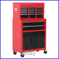 Portable Toolbox Tool Box Top Chest Cabinet Garage Storage Roll Cab Red HOMCOM